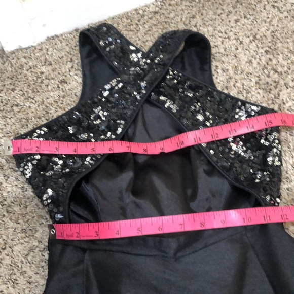 Monique Lhullier Jadore Formal Maxi Dress 0 Black Silver Sequin Open Back Gown - Picture 10 of 13